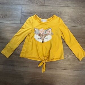 btween Girls Sequin Fox Tie Hem Top Size 4